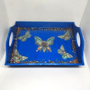 Blue and Gold Butterfly Tray